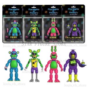 Figures de jouets Action Blacklight FNAF Figure d'action Black Light Bonnie Foxy Chica Figurine avec boîte de collection mobile d'origine TOYS MODEL TOYS TOYS T240325