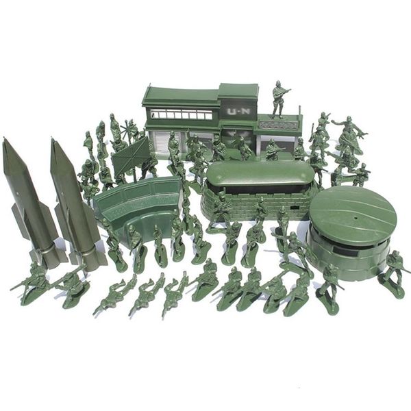 Figuras de juguete de acción Classic 56pcsSet Mini Soldados militares Figuras Modelos Juguete Ejército Hombres Decoración de escritorio Niños Niños Accesorios para niños pequeños Playset 230616