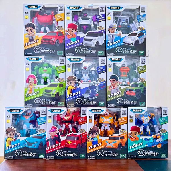 Figuras de juguete de acción Caja de color Tobot Deformación Coche Figura de acción MINI X Adventure Z Corea Anime Dibujos animados Tobot Brothers Guerrero Vehículo Regalos para niños 230217