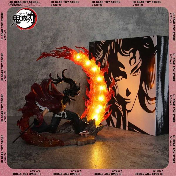 Figuras de juguete de acción Demon Slayer Figuras de anime Tsugikuni Yoriichi Figura de acción con luz 23 cm PVC Estatua Modelo de muñecas Juguetes de Navidad L240402