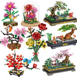 Action Jouet Chiffres Fleur Bouquet Pot Plante Succulentes Bonsaï Arbre Bâtiments Blocs Jardin Creative Modèle Briques MOC Diy Jouets Pour Adultes Cadeaux 230721