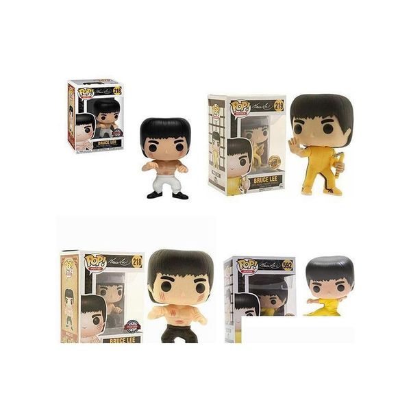 Action Toy Figures Funko Pop Bruce Lee 218 219 PVC Figure Collectible Modèle Toys Childrens Anniversaire Drop Del Dhy1o