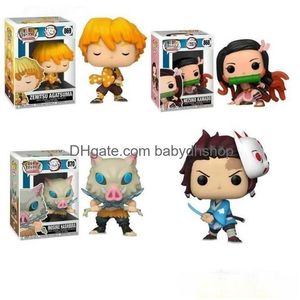 Actie Speelfiguren Funko Pop Demon Slayer Tanjiro Kamado867 Nezuko868 Zenitsu Agatsuma869 Inosuke Hashibira870 Vinyl Figuur Pop Mo Dhblv