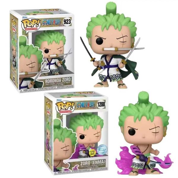 Figuras de juguete de acción Funko Pop One Piece Anime Roronoa Zoro #923 #1288 Anime One Piece Figuras de acción Toys T240422