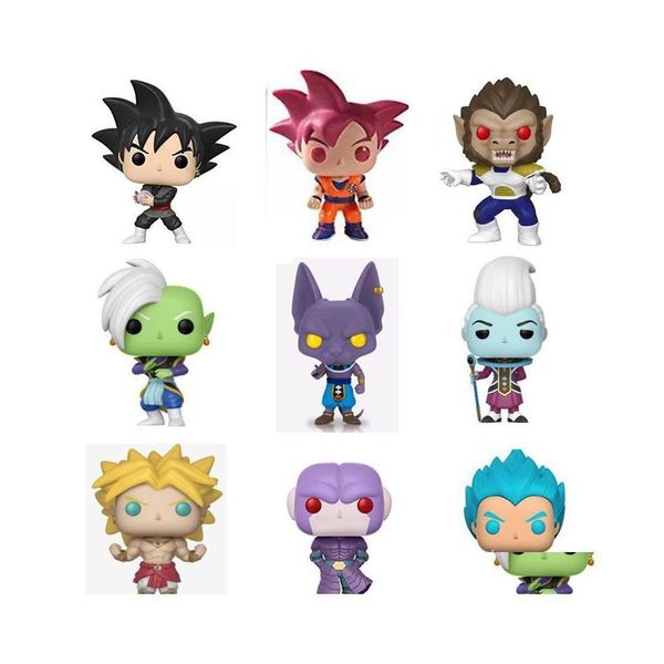 Figuras de juguete de acción Funko Pop Super Son Goku Vegeta Beerus Weiss Broly Figura Modelo Drop Delivery Toys Dhugc