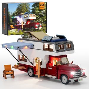 Figurines d'action FUNWHOLE Éclairage Ensemble de briques de construction Véhicules de camping-car Blocs de construction Modèle 1471 pièces pour adultes et adolescents 230721