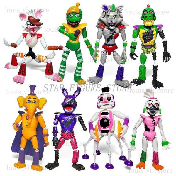 Figuras de juguete de acción Juego FNAF Foxy Orville Elefante Música Hombre Figura de acción Moondrop Figurilla Colección Roxanne Wolf Vanny Modelo luminoso Juguetes T240325