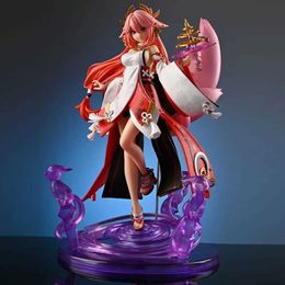 Action Toy Figures Genshin Impact Gk Yae Miko Fox True Signification Figures sexy mignon Modèle Anime Dol Decor 24cm Game Statue Gift Toys Ornement T240521