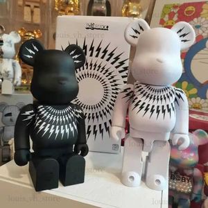 Actie Speelgoedfiguren Hoge Kwaliteit Bearbrick DIY 28 cm zwart en wit luipaard van lightni 3D Woninginrichting Artikelen Model Figuur Speelgoed T240325
