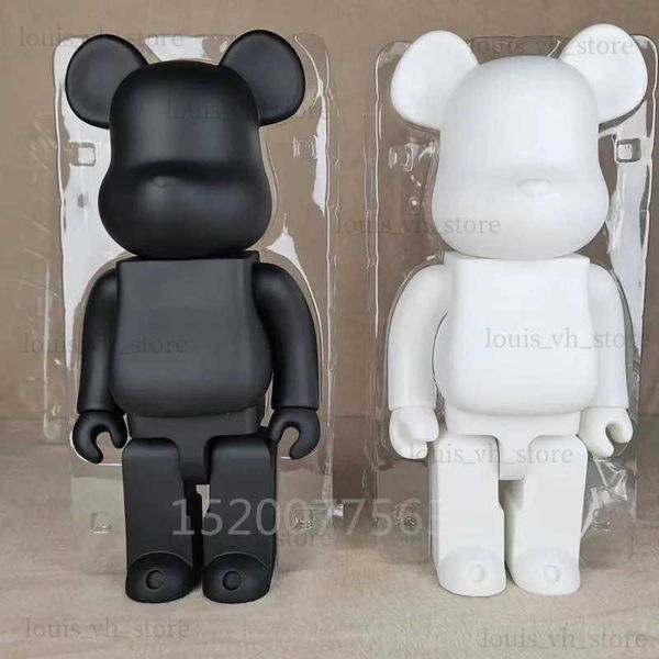 Figuras de juguete de acción de alta calidad Negro Blanco Bearbrick DIY Asamblea 28 cm Galaxy Pintura Oso Modelo 3D Mini Ladrillo Figura Juguetes T240325