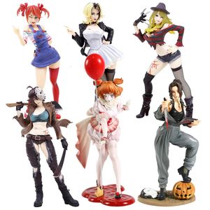 Figuras de juguete de acción Horror Bishoujo Estatua Halloween Michael Myers Krueger Jason Voorhees Chucky Pennywise Modelo Figura Decoración Juguete 231016