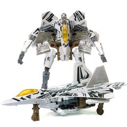 Actie speelgoedcijfers HZX H606 G1 Transformatie Figuur Starscream Model 18cm ABS VERKOPBARE gewrichten Stand Vervorming Car Robot No Box 230228