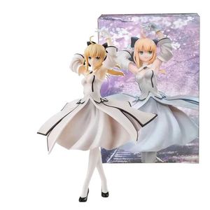 Actie speelgoedcijfers Japanse anime -karakters 22 cm witte jurk PVC Actie Figuur Model Doll speelgoed Toys Box Packaging Exquisite Gift Y240516
