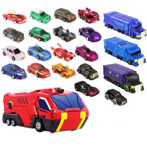 Figurines de jouets d'action dessin animé coréen tournant Mecard VENOSA bleu Transformable Robot voiture licorne Figure 3 carte 230404