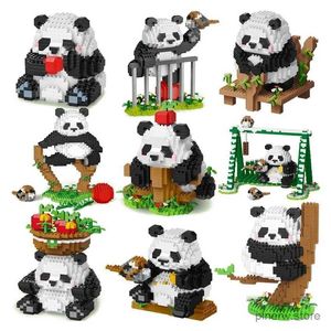 Figurines d'action joli Panda, Micro blocs de construction, Kawaii Ailuropoda melanoleuca, Animal Zoo, Mini briques, jouets de décoration pour la maison pour enfants