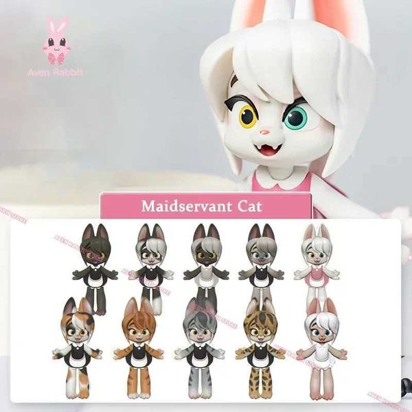 Action Toy Figures Maidsservant Cat Maid Series Figure d'action Mignon Toys Surprise Collectible Model Girl Girthy Gift Christmas T240506