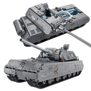 Figuras de juguete de acción Tanque pesado militar Panzer VIII Maus Bloques de construcción Alemán WW2 Soldado Ejército Armas Ladrillos Niños Regalos para adultos 230721