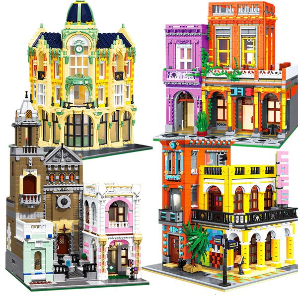 Figurines jouets d'action MIni Creative City Street View Blocs de construction Ensemble de briques d'architecture de style café MOC Store Jouets Cadeaux pour adultes Amis Enfants 230721