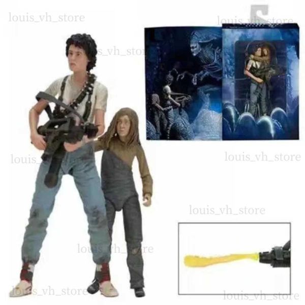 Figurines d'action NECA ALIEN 2 LT Ellen Ripley Newt Giger Xenomorph Facehugger Aliens Predator Action Figure Collection Modèle Jouets Cadeaux d'anniversaire T240325