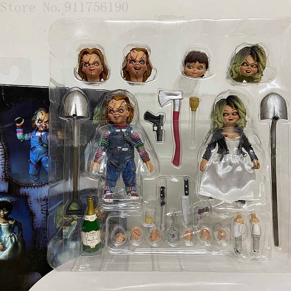 Figuras de juguete de acción NECA Bride of Chucky Ultimate Chucky Tiffany PVC Figura de acción de colección Modelo de juguete T230105