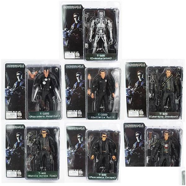 Figuras de juguete de acción Neca The Terminator T800 T1000 Endoesqueleto PVC Figura coleccionable Modelo 103 Drop Entrega Juguetes Regalos Dhrd1