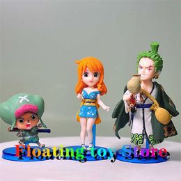 Actie speelgoedcijfers Nieuwe 10 -stcs/set één stuk anime figuur Luffy Sanji Nami Zoro Chopper Frank Robin PVC Actie Figuur Model Kinderpoppen Gift Toys