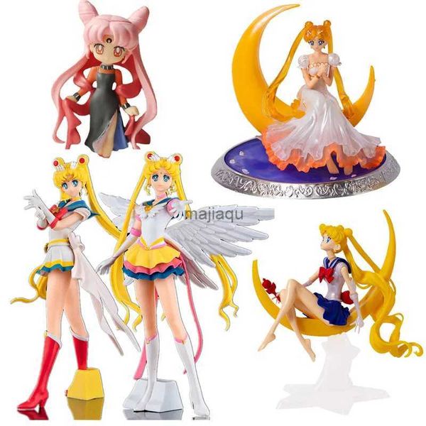 Figuras de juguete de acción Nuevos 13 estilos Anime Sailor Moon Tsukino Figura de acción Muñeca con alas Micro Paisaje Pastel Decoración del hogar Modelo de PVC Juguete regalo para niños