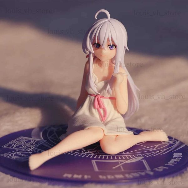 Figuras de juguete de acción Nuevo Anime Wandering Witch The Journey Elaina Figura PVC Pijama sentado postura Modelo Juguetes Computadora control central colgante T240325