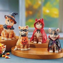 Action Toy Figures New Cat Figurine Sphynx Meditation Statue Yoga Animal Meate Art Sculpture Micro Decoration Garden Home Office Ornement H240522