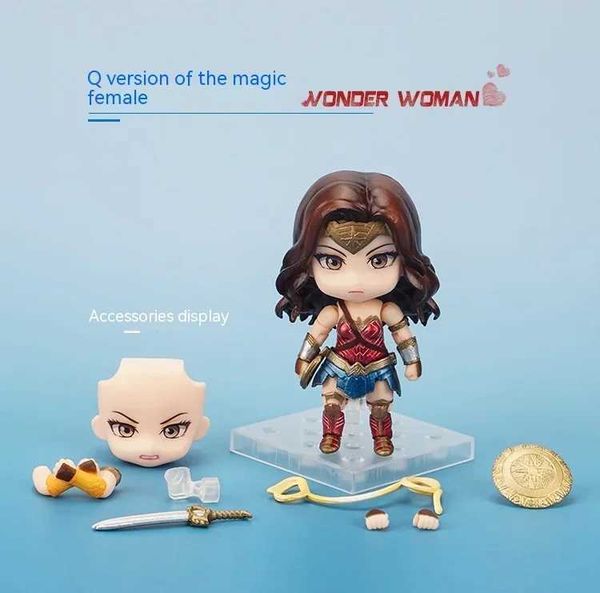 Figuras de juguete de acción Nuevos Q-Version DC Comics GSC Clay Justice League 818 Wonder Woman Diana puede cambiar los modelos faciales de la alianza de la acción de la acción S2451536