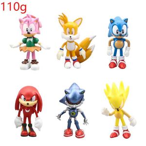 Figures de jouets d'action Nouveau ensemble entiers Vente sonique que Tails étaienthog Figures d'action Blue Shadow Doll Cartoon Figurines Collectibles Dolls Kids Hedgehog Toy T240422