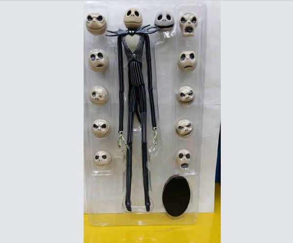 Figuras de juguete de acción Pesadilla antes de Navidad Deluxe Jack Skellington con cabezas intercambiables Figura de acción Modelo de colección Juguete de regalo T230105