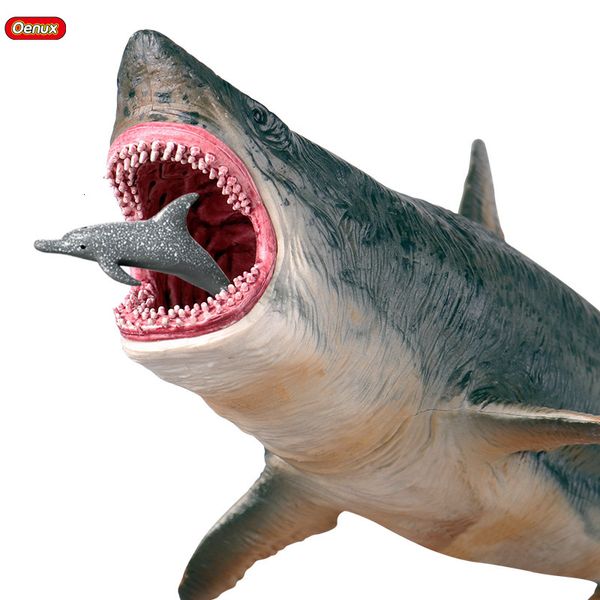 Action Toy Figures Oenux Savage Marine Sea Life Megalodon Action Figure Classique Océan Animaux Grand Requin Poisson Modèle PVC Collection Jouet Pour Enfants Cadeau 230905