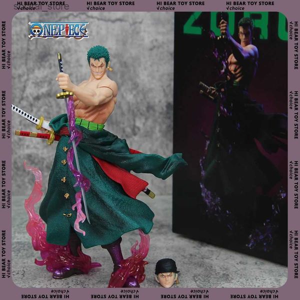 Figuras de juguete de acción Figura de anime de una pieza Figuras Zoro Roronoa Zoro Acción Figurina 24 cm PVC Estatua Modelo Collection Decoración Juguetes de cumpleaños Regalos L240402