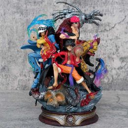 Action Toy Figures One Piece Figurine Three Captain Anime Figure Kid Law Luffy Action 20cm PVC Statue Desktop Decoration Collection Modèle Toys Gift T240422