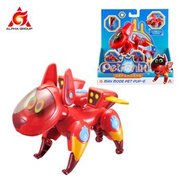 Actiespeelgoedfiguren PETRONIX DEFENDERS Max Mode Pet Pup-E 2-IN-1 TRANSFORMEREN Van hond huisdier naar vliegtuig Action Figure Transforming Anime Kid Toy Gift 230605