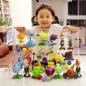 Figurines de jouets d'action Plantes vs Zombies Colle dure en caoutchouc souple Ensemble complet de poupées Tireur de pois Vente en gros PVZ Anime PVC Figure Kid Cadeau 231020