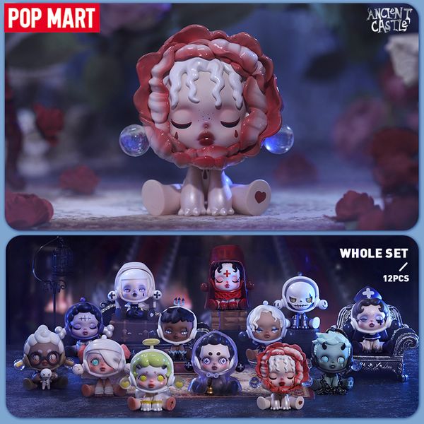 Figuras de juguete de acción POP MART Skullpanda Ancient Castle Series Mystery Box 1PC12PCS coleccionable lindo ciego Kawaii 230203