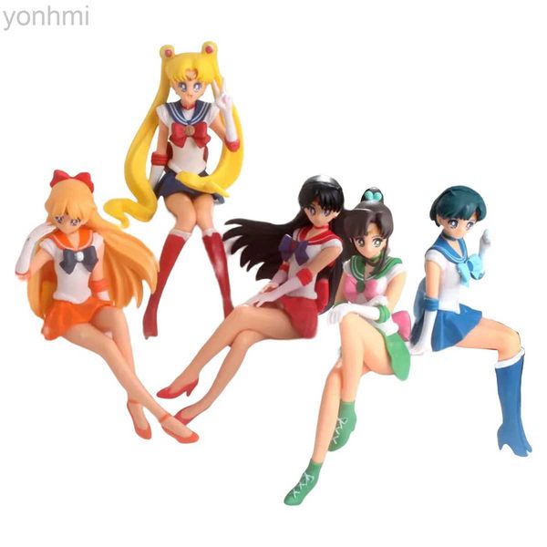 Figuras de juguete de acción Sailor Moon Juego de animación Juguetes periféricos Posición sentada Figura Modelo Decoración Sailor Moon Mercurio Marte Júpiter Venus ldd240314