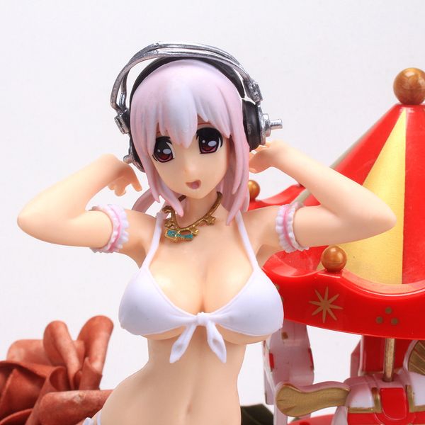 Figuras de juguete de acción figura de Anime Sexy Nitro Super Sonic Super Sonico Libra Ver. Colección de juguetes en miniatura de PVC, accesorios de regalo para muñecas, juguete para salpicadero de coche 230608