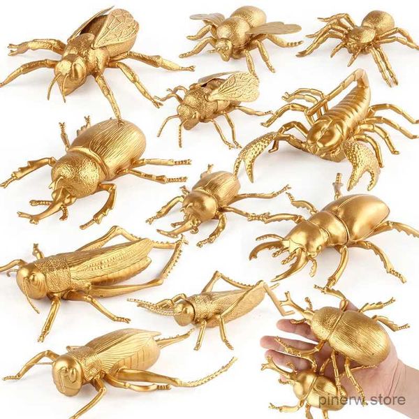 Figurines d'action simulées, modèle Animal d'insecte, doré, réaliste, Mini coccinelle, grillon, abeille, figurine d'action, jouets éducatifs pour enfants, cadeau