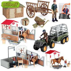 Figurines d'action Simulation Animaux de ferme Maison Voiture Volaille Cavalier Cheval Modèle Jouets éducatifs précoces pour enfants Cadeau de Noël 230520