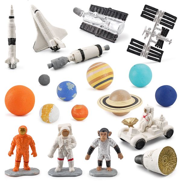 Figuras de juguete de acción Simulación Plástico Espacio exterior Juguetes Nueve planetas Modelo Sistema solar Planeta Figura Juegos Ciencia Juguetes educativos 19PCS 230617