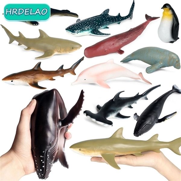 Figurines d'action Simulation Animaux de la mer Modèle Caoutchouc souple Épaulard Grand requin blanc Dauphin Morse Figurines d'action jouets pour enfants 220923