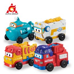Figuras de juguete de acción Super Wings 4 Mini Team Vehicles Figuras de acción Robot Transforming Bots Transformation Toys Rover Sparky Remi Willy para regalo de niños 230628