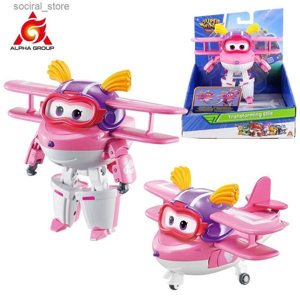 Action Toy figures Super Wings 5 pouces transformant Ellie se transforme de l'avion en robot en 10 étapes déformation anime figures d'action kid toys l240402