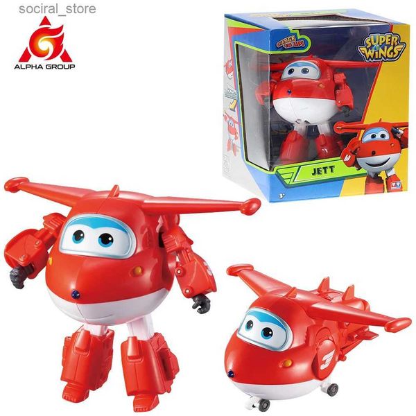 Figuras de juguete de acción Super Wings 5 pulgadas Transformando Jett Tino del robot a la deformación del avión Anime Figuras de acción de acción Regalo de cumpleaños L240402