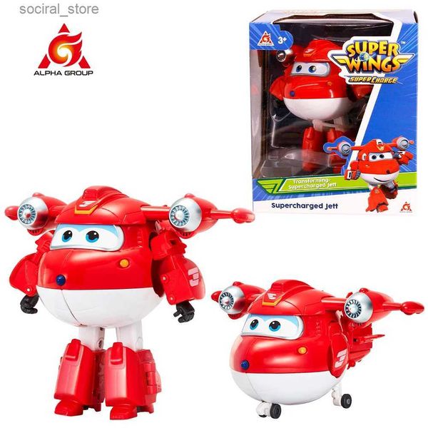 Acción Figuras de juguete Super Wings 5 pulgadas Transformando Jett Dizzy Donnie Airplano Robot Robot Figuras Transformación Animación Toyos para niños L240402