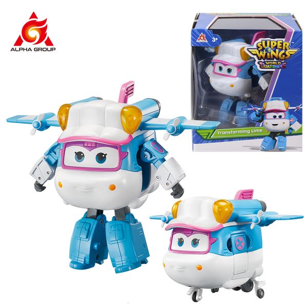 Action Toy Figures Super Wings 5Inches Transforming Lime Robot Déformation Avion Avec Roues 10 Étapes Transformation Figurines Kid Toy Gift 230605