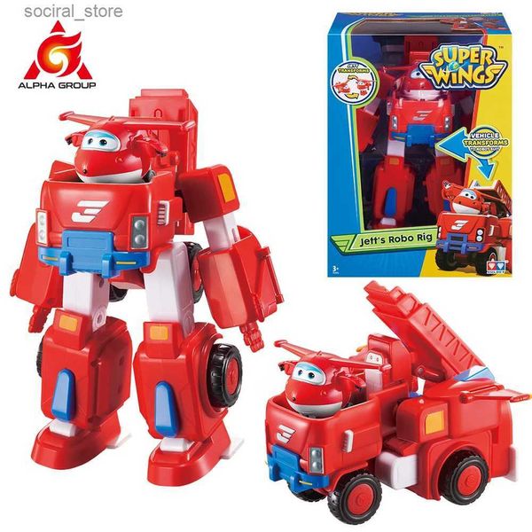 Action Toy Figures Super Wings 7 Robots Set Transforment Vehicle with 2 déformation Figure d'action Robot Transformer l'avion Toy Kid Birthday Gift L240402